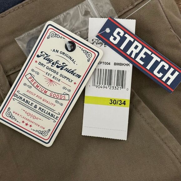 FLAG & ANTHEM Mens Portland Relaxed Stretch Chino Khaki Pants NWT 30W 34L - Picture 6 of 7
